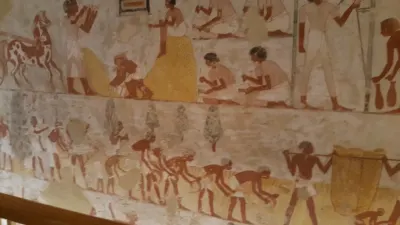 Agricultural scene from the Tomb of Menna (TT69), 18th Dynasty. Photograph by Ovedc