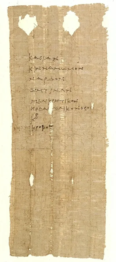 A Greek papyrus from the early to middle third century BCE, originating from Philadelphia in the Arsinoite nome, Egypt. It preserves a list 