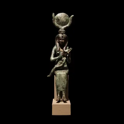 Bronze Statuette of Isis breastfeeding Horus