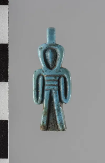 Knot of Isis amulet made of faience (c. 1540–1076 BCE)