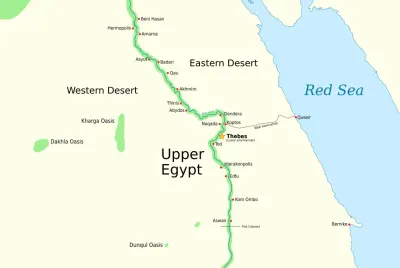 Map of Egypt showing the Nile up to the fifth cataract, major cities and sites of the Dynastic period (c. 3150 BC to 30 BC)